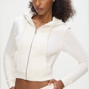 Women's White Zip-Up Hoodie Cardigan